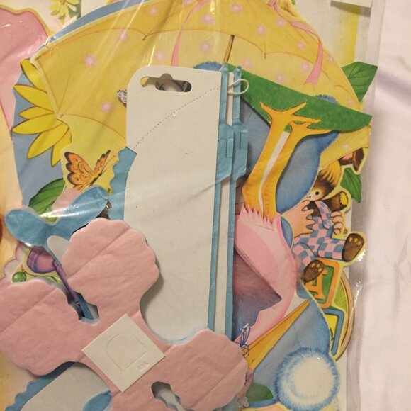 VTG 90's BEISTLE Baby Shower Decorations Honeycomb, Garland/14" Stork NEW SEALED - Picture 5 of 12